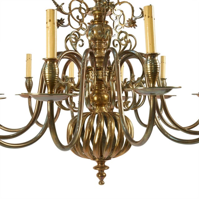 Baroque Style Brass Chandelier For Sale - Image 4 of 6