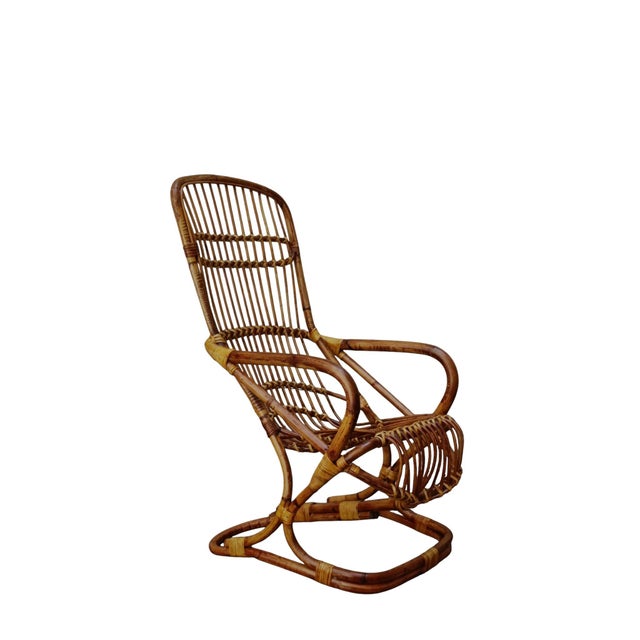An elegant bamboo armchair attributed to Tito Agnoli, produced in Italy in the 1960s. Its refined shape makes it ideal for...