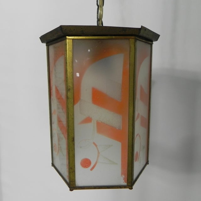 1930s Art Deco Hanging Lamp with Glass Plates For Sale - Image 5 of 17