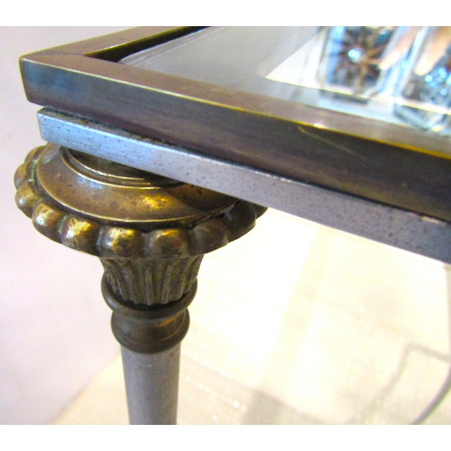 Metal Maison Jansen Brass and Steel Glass Top Cocktail Table Circa 1960s For Sale - Image 7 of 14