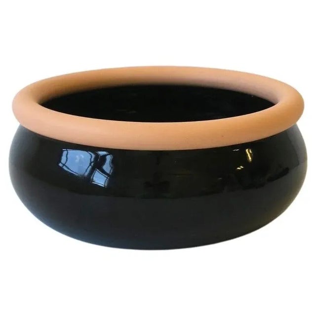 Ceramic Postmodern Black and Terracotta Ceramic Bowl, 1980s 1990s For Sale - Image 7 of 7