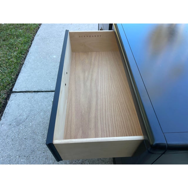 Bernhardt Campaign Style Black Bachelors Chest With Brass Hardware, a Pair For Sale - Image 9 of 12