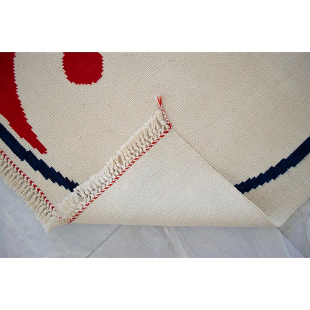 Modern Turkish Kilim, Unique Yin Yang Design Rug, Zen Home Decor - 3'9" X 3'3" For Sale - Image 14 of 15