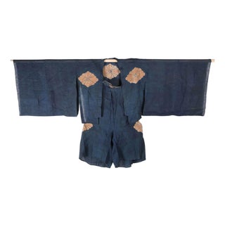 Japanese Two-Piece Indigo Asa Kyogen Festival Costume Meiji Period For Sale
