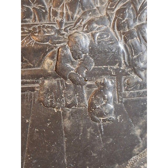 Metal 18th Century Continental Pewter Sukkot Sukkah Plate Hebrew Engraved Rare Relief Judaica For Sale - Image 7 of 18