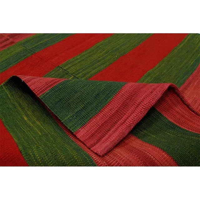 Mid-Century Modern Handwoven Scandinavian Style Persian Kilim Area Rug 3’5″ X 4’3″ For Sale - Image 3 of 12