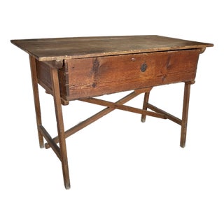 19th Century Spanish Pine One Drawer Side Table For Sale