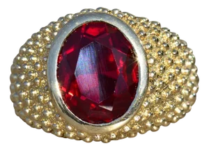 The Vestavia Hills: Men's Yellow Gold Cocktail Ring Bezel set with Laboratory Grown Ruby