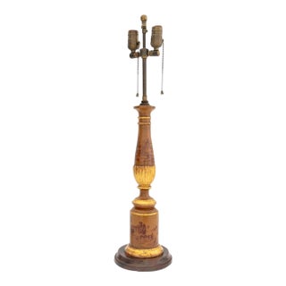 Italian Giltwood Columnar Table Lamp For Sale