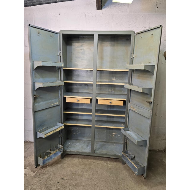 Metal Vintage Metal Kitchen Cabinet with Rounded Edges, 1950s For Sale - Image 7 of 14