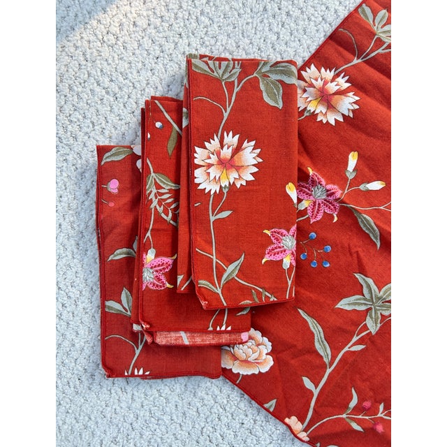 English Vintage 1970s Indienne Floral Dinner Napkins - Set of 4 For Sale - Image 3 of 7