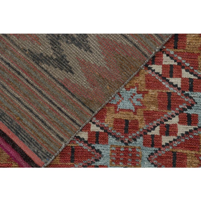 Textile Rug & Kilim’s Moroccan Style Rug in Orange, Blue & Brown Geometric Pattern For Sale - Image 7 of 8