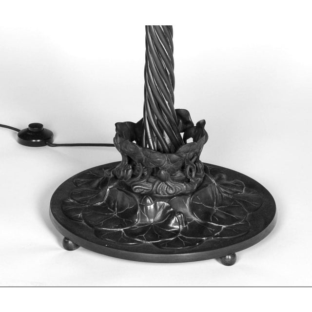 Tiffany Style Bronze Twelve-Light Floor Lamp With Charles Lotton Art Glass Shade For Sale - Image 9 of 11