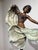 A dramatic large-scale decorative sculpture depicting an exotic dancer in motion, presented with a substantial...