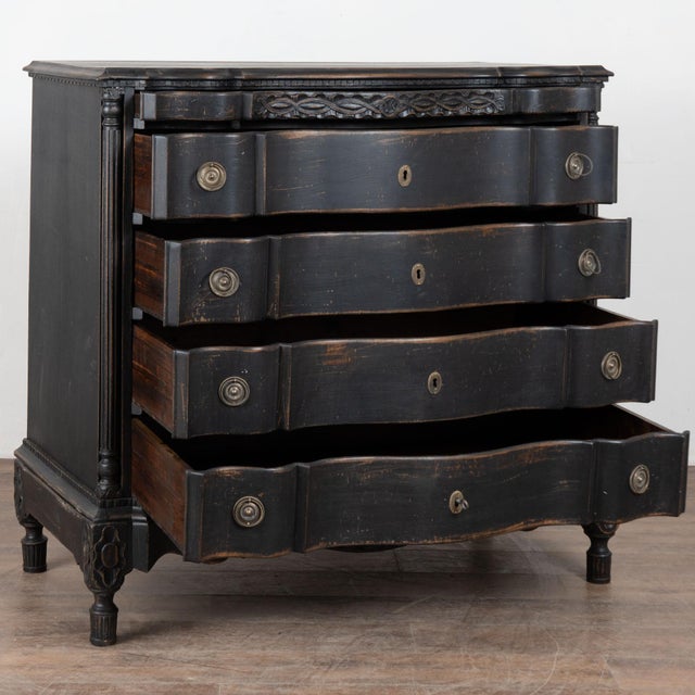 Late 18th Century Black Rococo Oak Chest of Five Drawers, Denmark For Sale - Image 11 of 13