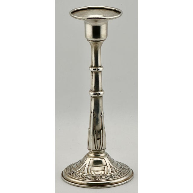Art Deco Fine Quality Vintage Mid 1900s Retro Art Deco Sterling Silver Candlesticks by Alvin Silver Company - Matching Pair For Sale - Image 3 of 18