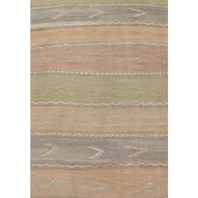 Vintage Hand Woven Turkish Kilim Runner with Stripes in Multi Soft Colors. Vintage Kilim runner, Keivan Woven Arts / rug...