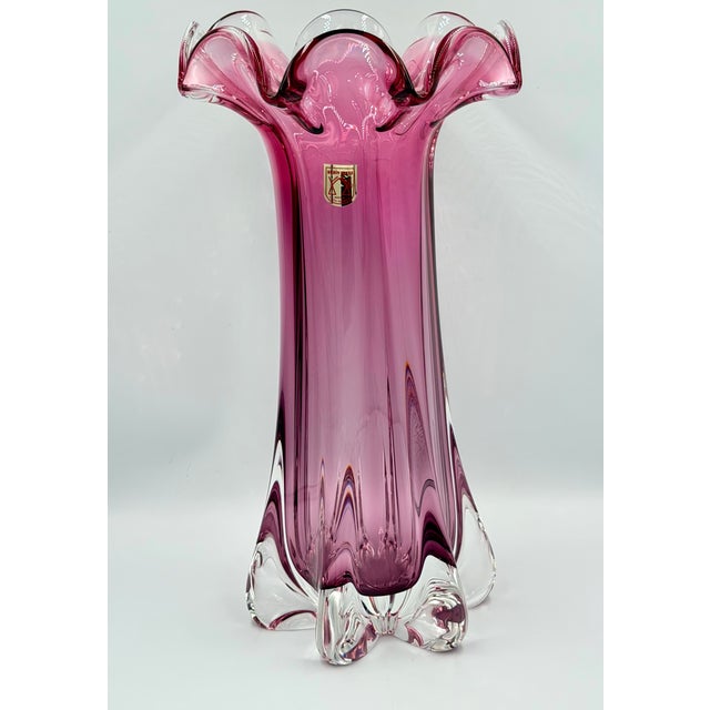 Contemporary Mid-Century Czech Art Glass Vase, Josef Hospodka, Chřibská (Rubin Glass) 1960s For Sale - Image 3 of 10