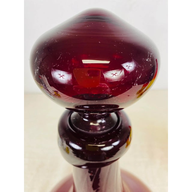 Blenko Mid Century Vintage Large Handblown Ruby Red Jar With Stopper by Blenko For Sale - Image 4 of 8