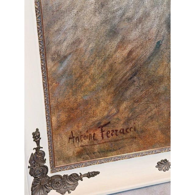 Antoine Ferracci, Portrait, Large Oil on Canvas, Framed For Sale - Image 4 of 6