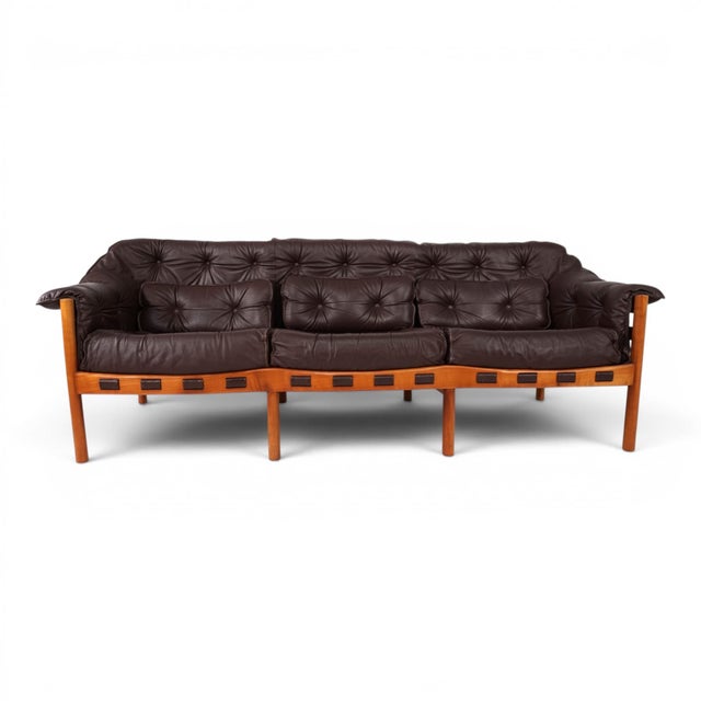Mid-Century Modern 3-Seater Leather Sofa by Sven Ellekaer for Coja, 1960 For Sale - Image 3 of 13