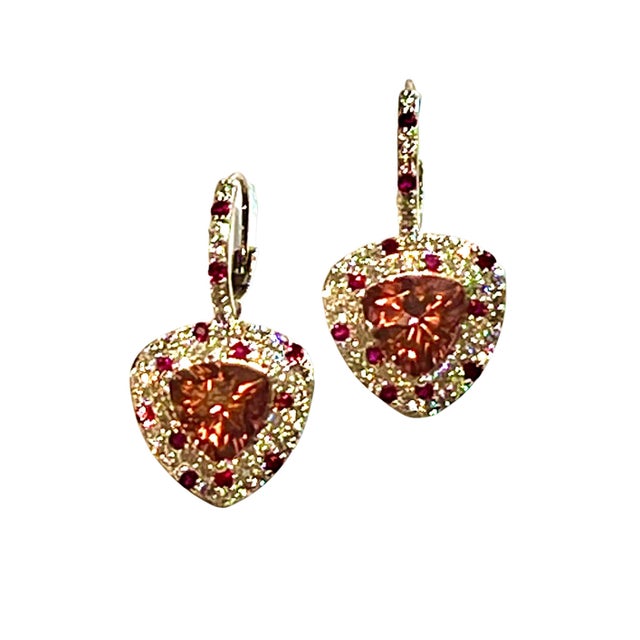 Natural Tourmaline Ruby Diamond Dangle Earrings 14k WG 10.53 TCW Certified For Sale - Image 16 of 18