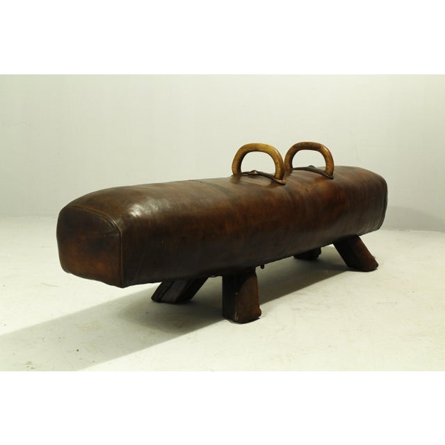 Vintage Leather Gym Pommel Horse Bench, 1900s For Sale - Image 5 of 15