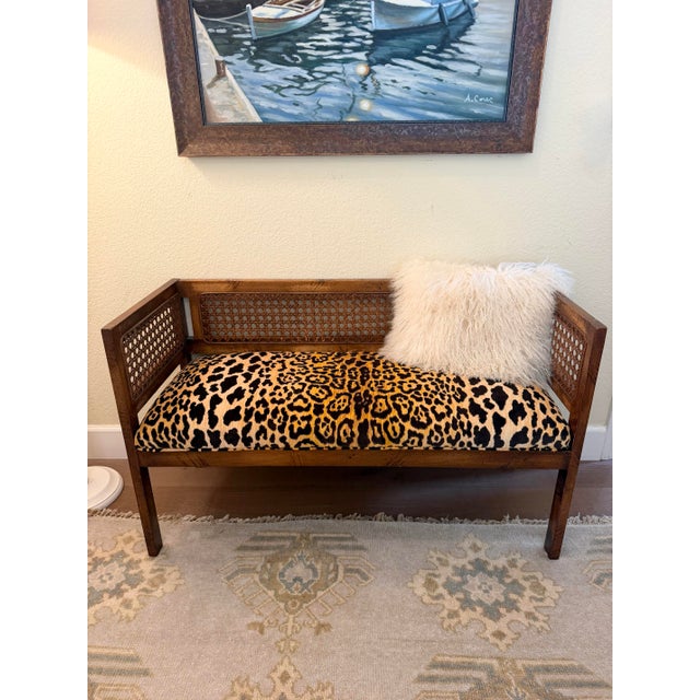 Mid-Century Modern Vintage Hollywood Regency Jaguar Bench For Sale - Image 3 of 5