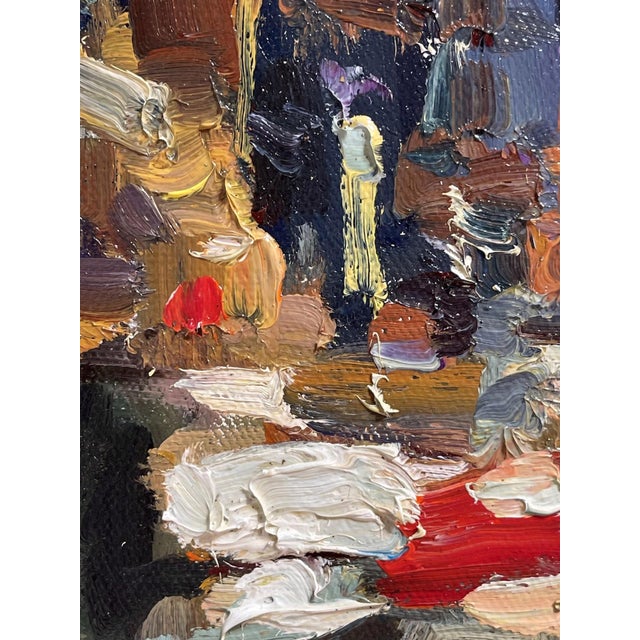 Intersection by Jim Beckner | Oil on canvas board city street scene at night For Sale - Image 4 of 4
