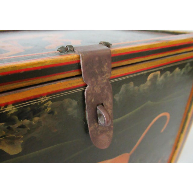 Vintage Anglo-Indian Hand-Painted & Crafted Wood and Brass Apothecary and/or Storage Box For Sale - Image 14 of 18