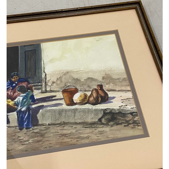 The American School Vintage Latin American School Watercolor by Helen Marie C.1970 For Sale - Image 3 of 11