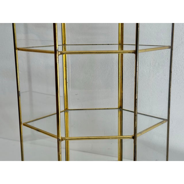 1990s Late 20th Century Glass and Brass Three Tier Display Stand For Sale - Image 5 of 7