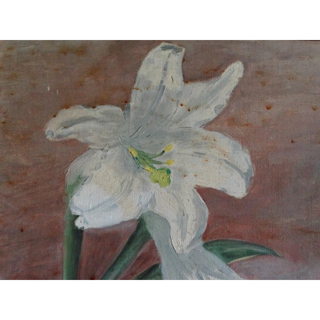 Original Mid Century Still Life Painting With Lillies / Organic Modern For Sale - Image 6 of 8