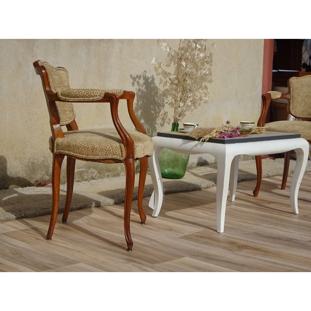 Louis XV Armchairs in Beige Giraffe-Style Fabrics, 1950s, Set of 2 For Sale - Image 3 of 18