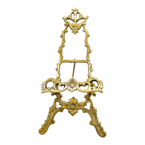Vintage Ornate Floral Brass Display Easel — Rococo Revival / Hollywood Regency / French Traditional