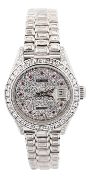 Rolex Platinum DateJust Presidential 15 Carat Diamond 26mm Watch