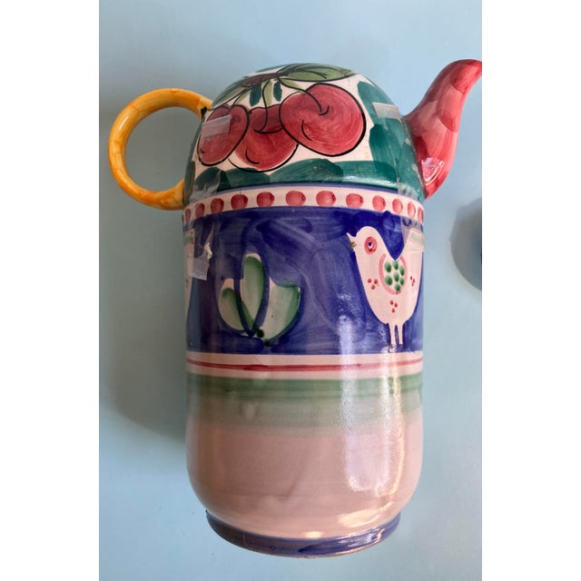 Ceramic Vintage Vietri Solimene Campagna Italian Pottery "Pollo" Teapot & Mug For Sale - Image 7 of 12