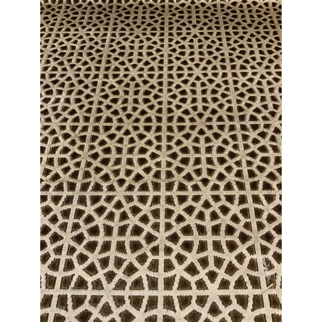 Modern Geometric Cut Velvet Mocha and Taupe Designer Fabric - 14 Yards For Sale - Image 4 of 5