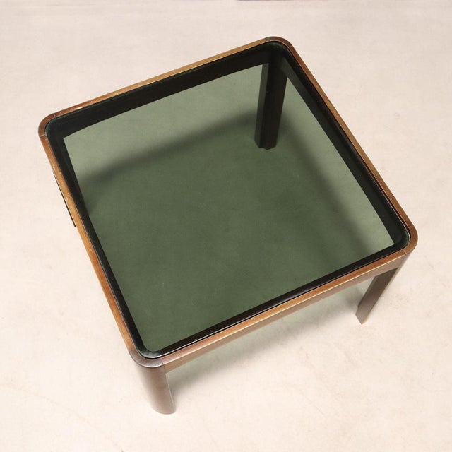 Wood Coffee Table with Smoked Glass Top, 1970s-1980s For Sale - Image 7 of 9