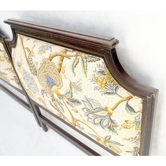 Pair of Very Fine Cerused Mahogany New Upholstery Twin Size Headboards Beds MINT