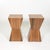 A custom pair of geometric zebrawood cocktail tables; hourglass, inverted pyramidal form stacked on a pyramid base—African...