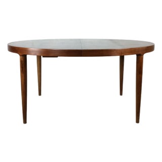 Danish Modern Teak Oval Shaped Dining Table With 3 Leaves For Sale