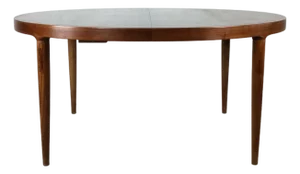 Danish Modern Teak Oval Shaped Dining Table With 3 Leaves