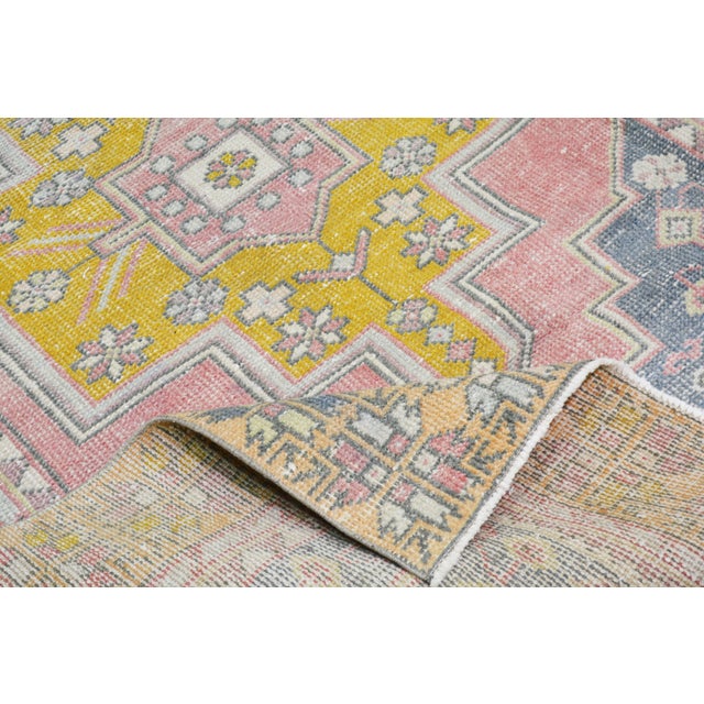 1960s Vintage Turkish Anatolian Hand Knotted Wool Rug,4'X8'8" For Sale - Image 5 of 6