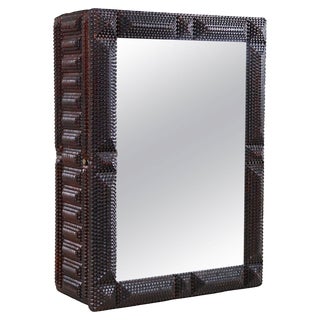 Rustic Tramp Art Wall Mirror Cabinet, Austria, 1890s For Sale