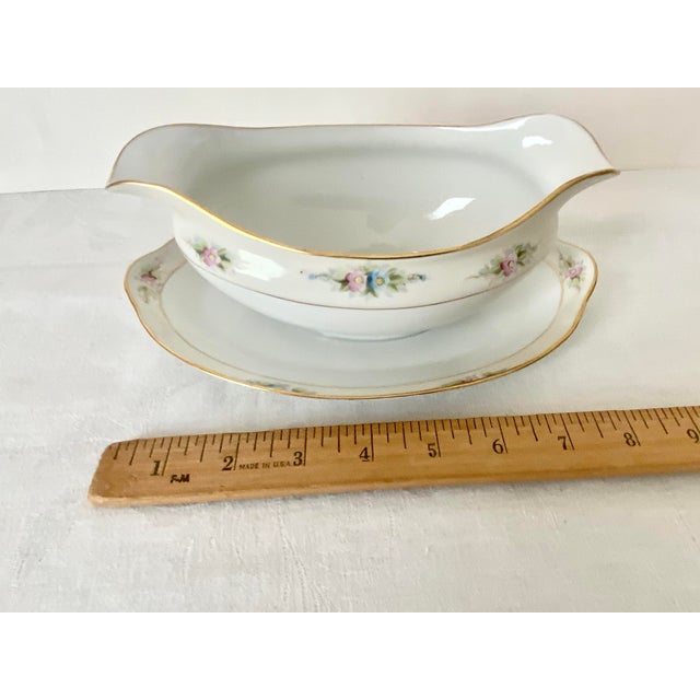 Early 20th Century Noritake Sedan Gravy Boat Attached Underplate Nippon Hand Painted M Wreath Excellent Condition For Sale - Image 9 of 11