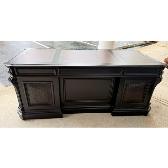 Hooker Furniture Telluride 76” Executive Desk With Wood Panels For Sale In Raleigh - Image 6 of 15
