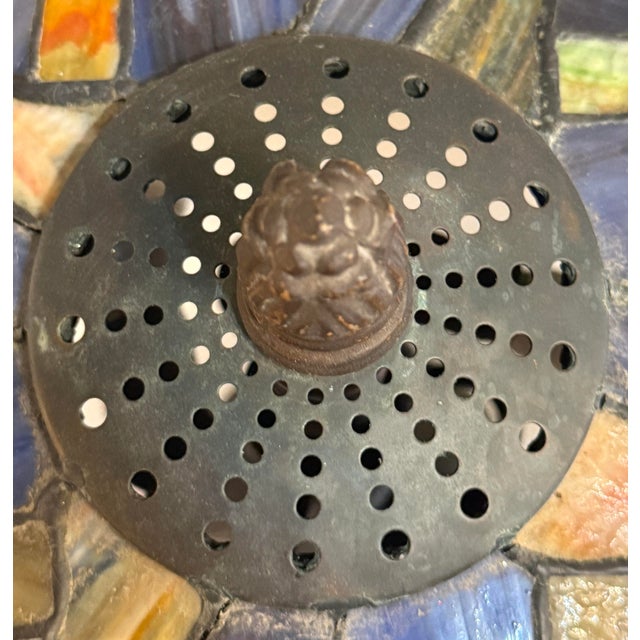 Vintage Tiffany Style Lamp With Foliage Design For Sale - Image 12 of 15
