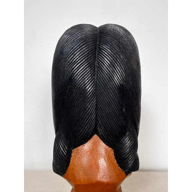 Wood Vintage Carved Wood Bust Made in Bolivia For Sale - Image 7 of 12