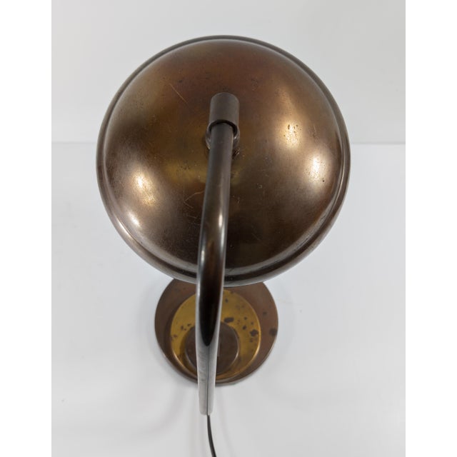 Metal Mid-Century Modern Industrial Copper Colored Brass Table Lamp For Sale - Image 7 of 10